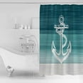 thumbnail image 4 of Small Stall Shower Curtain 36x78 Inch Narrow Half Size Nautical Anchor Teal Green Bath Curtains Bathroom Decor Coastal Ocean Ombre Striped Waterproof Fabric Shower Curtain Set with Hooks 36 Inch, 4 of 6
