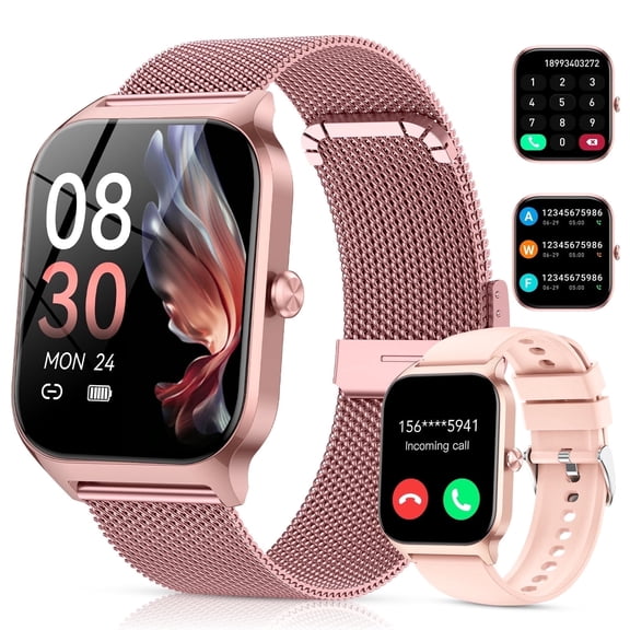 Smart Watch Fits for Android and IPhone, 1.85 inch Fitness Tracker, Men Women's Smartwatch with Answer/Make Calls/120 Sports Modes/Message Reminder, IP68 Waterproof, for Gift Rose