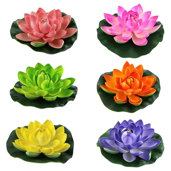 ADDHAT 6-Pack Realistic Artificial Water Flowers for Pond Decor, Garden Display, Outdoor and Indoor Decoration