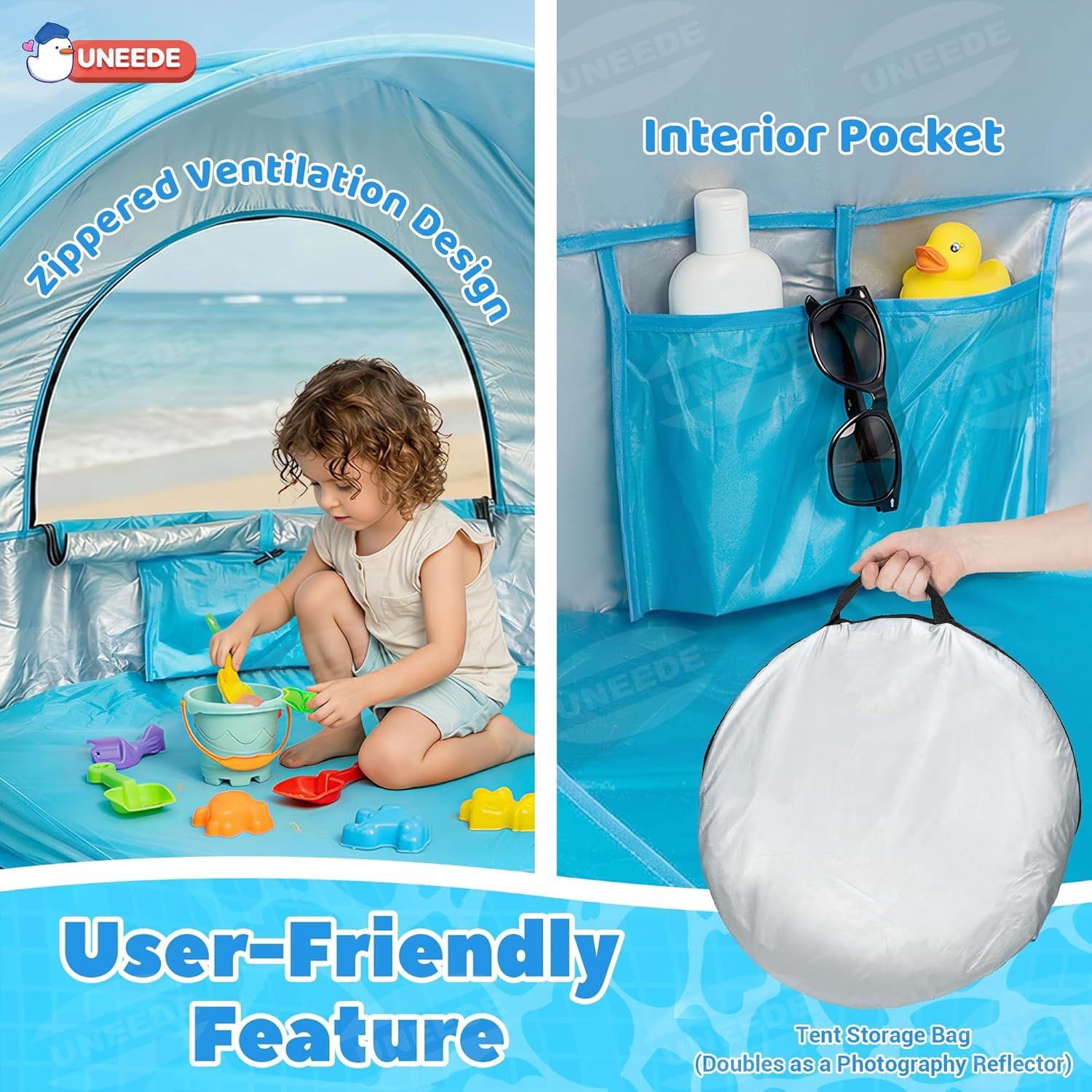 Baby Beach Tent Pop Up Baby Tent with UV Protection, Portable Infant Shade Canopy, Must-Have Beach Baby Essentials