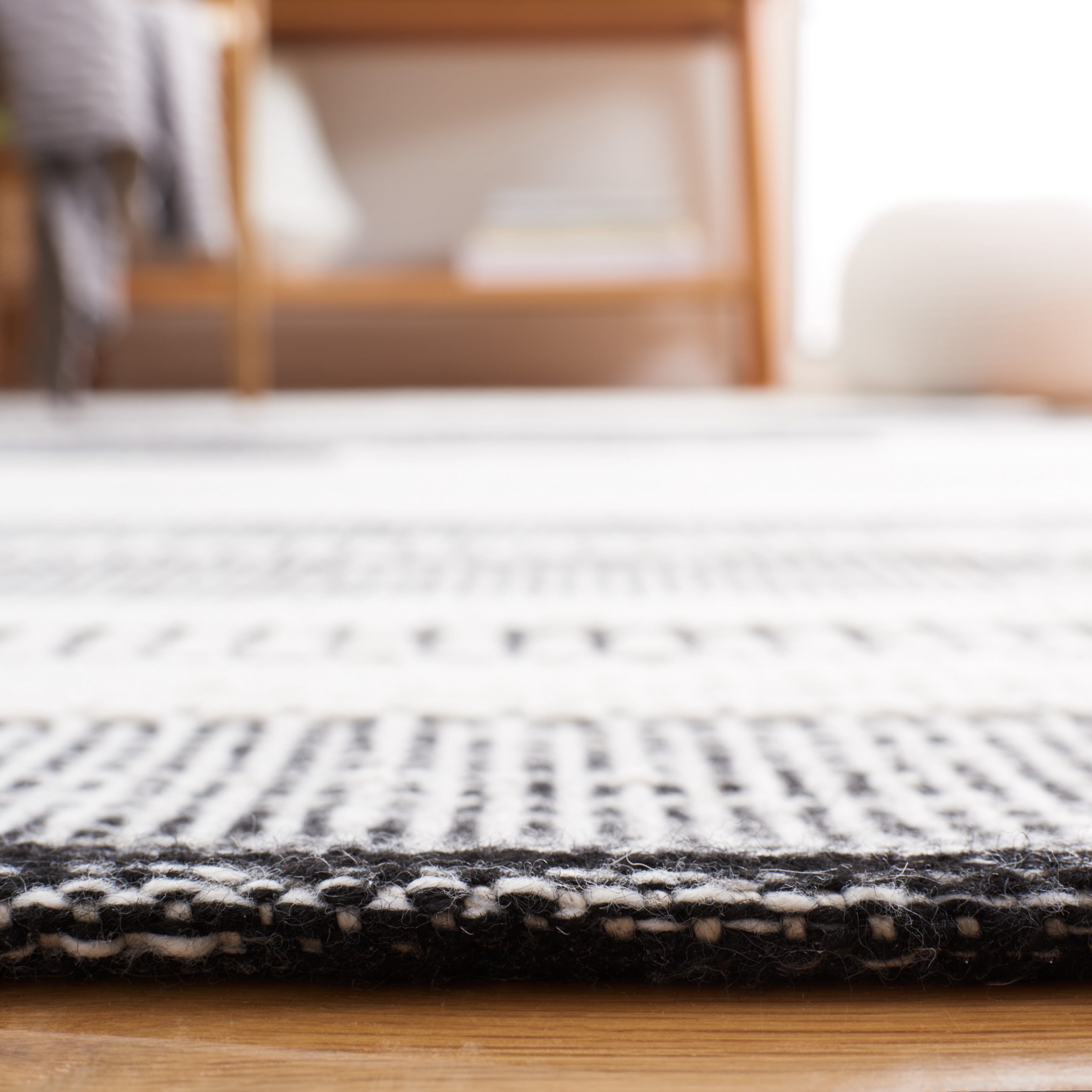 Safavieh Kilim Adam Striped Polyester Area Rug, Ivory/Black, 6' x 6' Square