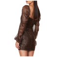 thumbnail image 4 of DAFEI Robe à Manches Longues à Paillettes Scintillante Mini Bal Cocktail Fête Robe Femmes Robes, 4 of 6