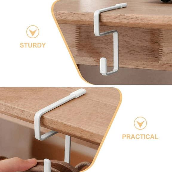 HEMOTON 2pcs Portable Office Desktop Purse Hook Handbag Holder Iron Hanger for Table Desk