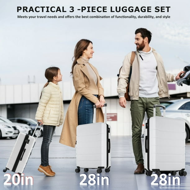 Smiaoer 3 Piece Hardshell Luggage Set Hardside Lightweight