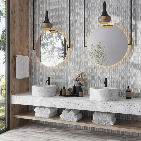 Mirage 12x12 Warm Beige White Marble Mosaic Floral Wall and Floor Tile (5.04 sq ft/case) - 5 Pack