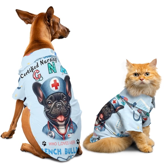 Just a Certified Nursing Assistant Cna Who Loves Her French Bulldog Hawaiian Summer Shirt for Small Medium Large Dog Cat Dog Lover Gifts - 00003