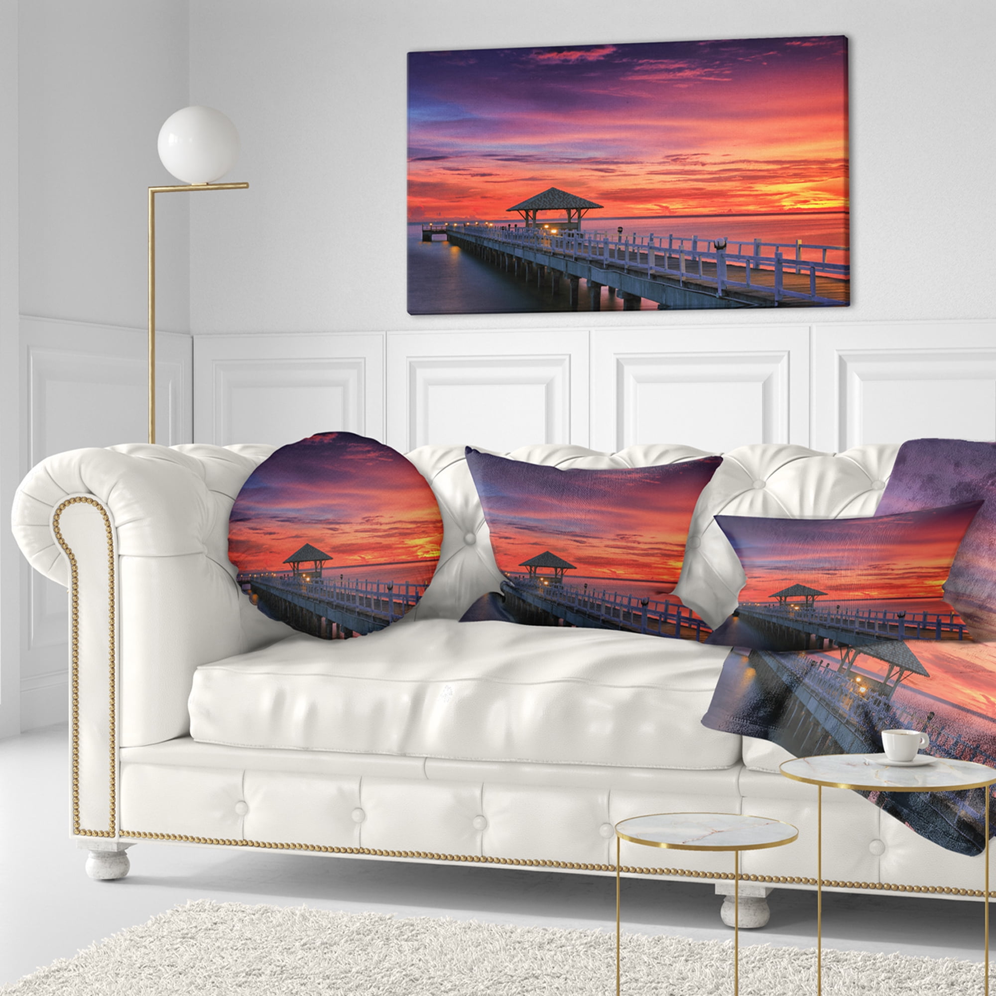 Designart 12" x 20" Multi-color Bridge Pier Polyester Throw Pillow