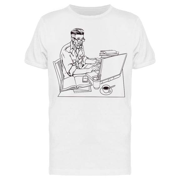 Hipster Journalist Man Tee Men's -Image by Shutterstock