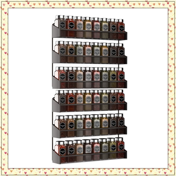Auledio 2 Pack 3 Tier Metal Spice Rack Wall-Mount Spice Organizer for Cupboard, Pantry Door in Bronze