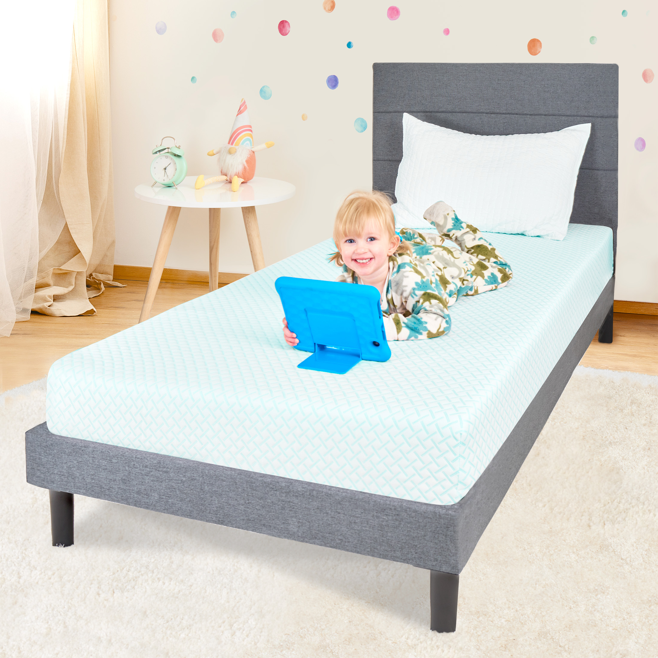 Imaginarium Fun Mattress 6" Hybrid of Bounce Foam and Coils, Twin, Blue