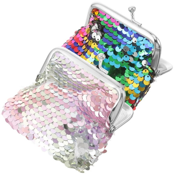 HONMEET 2Pcs Coin Wallet Sequins Fashionable Storage for Coins for Women Outdoor Shopping