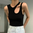 thumbnail image 4 of Pink Season Summer Crop Top Irregular Design Hollow Out Sleeveless Round Neck Slim Fit Hot Lady Women Summer Top Women Clothes, 4 of 8