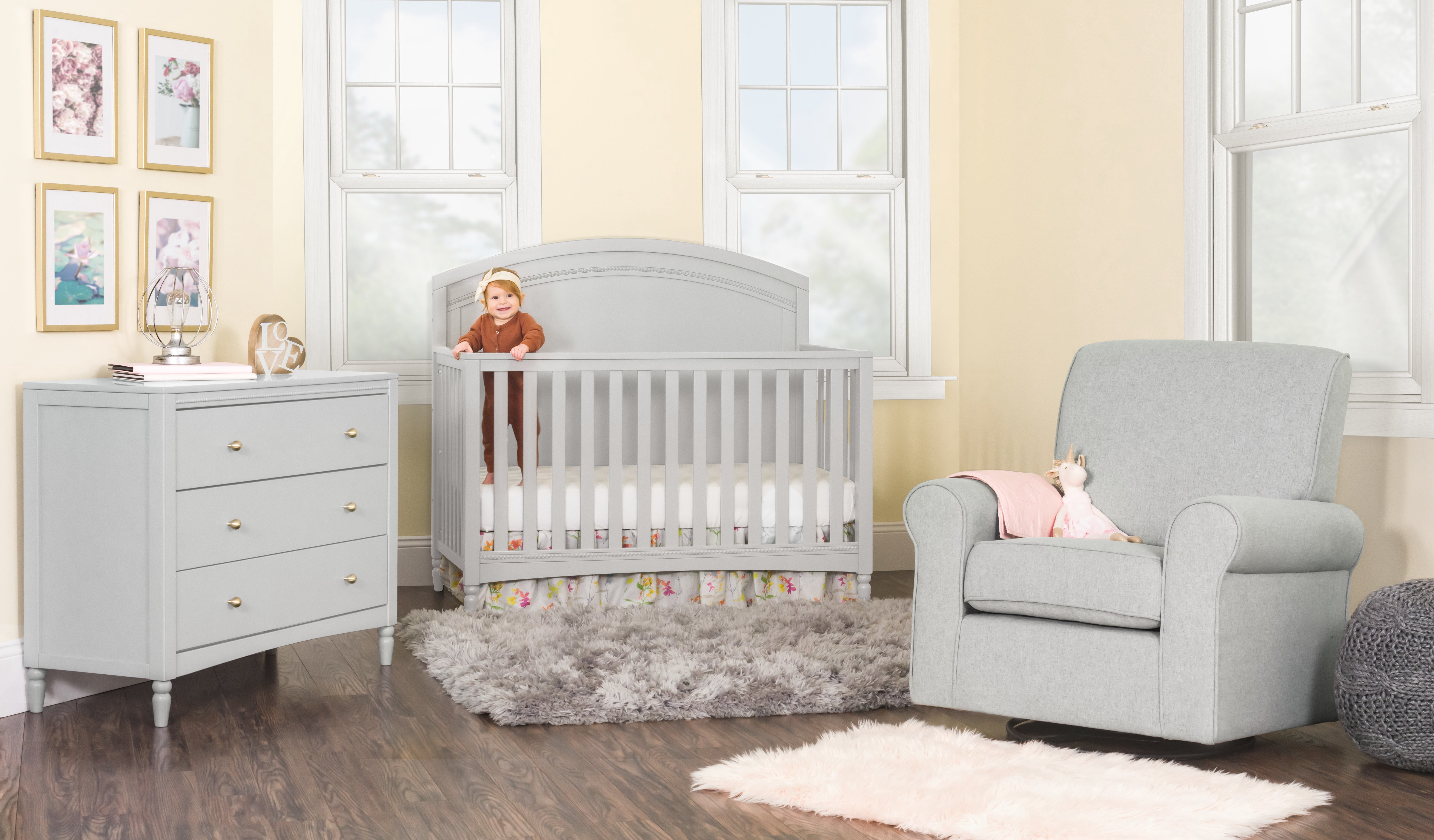 Stella 4-in-1 Convertible Baby Crib in Gentle Gray by Child Craft