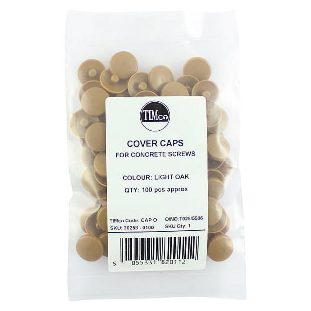 Timco - Concrete Screw Cover Caps - Light Oak (Size LIGHT OAK - 100 Pieces)