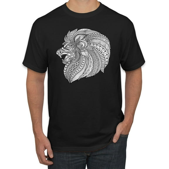 Black and White Mosaic Retro Mandala Animal Animal Lover Graphic T-Shirt, Black, Small