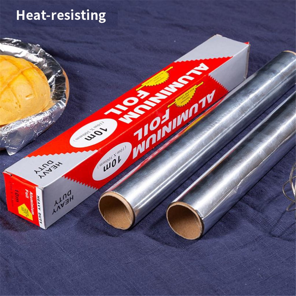 Food Grade Disposable Aluminum Foil Roll Heat Resistant Tin Foil For Baking Barbecue Air Fryer Non-Toxic Aluminum Foil Wrap For Kitchen Cooking Heavy Duty BBQ Foil Paper For Outdoor Grilling