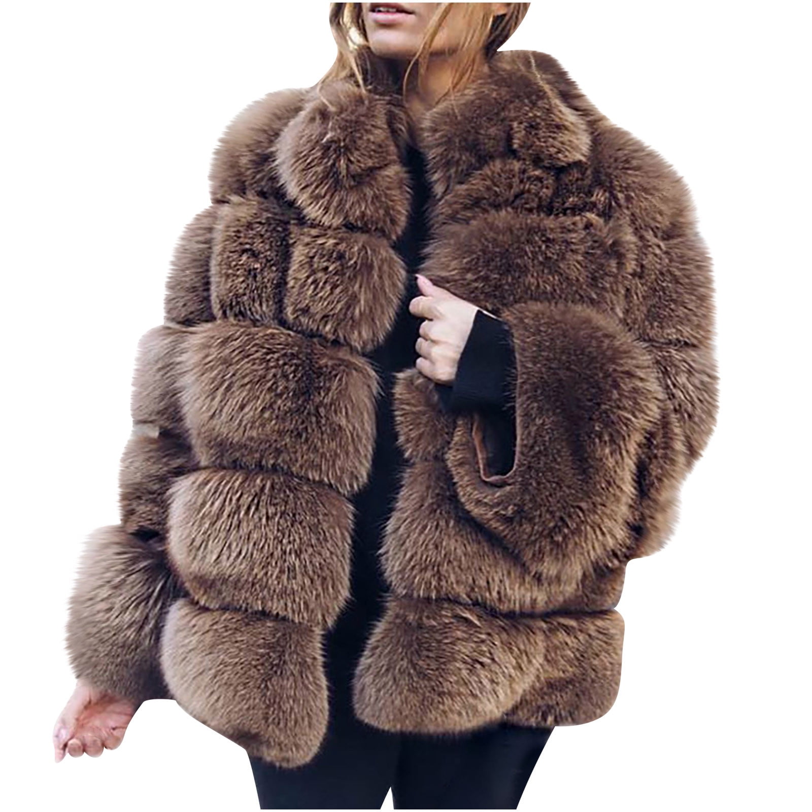 yoeyez Winter Coats for Women Plus Size Fashion Womens Warm Faux Coat  Jacket Winter Zipper Long Sleeve Outerwear Chaqueta Sherpa Mujer Jersey 