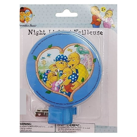 Berenstain Bears Blue LED Nightlight with Rotary Shade for Kids Boys Girls Manual Switch Lights, Energy Efficient Night Lamp for Bedroom, Baby Room Kitchen Hallway Stairway and Gift Set (1 Count)