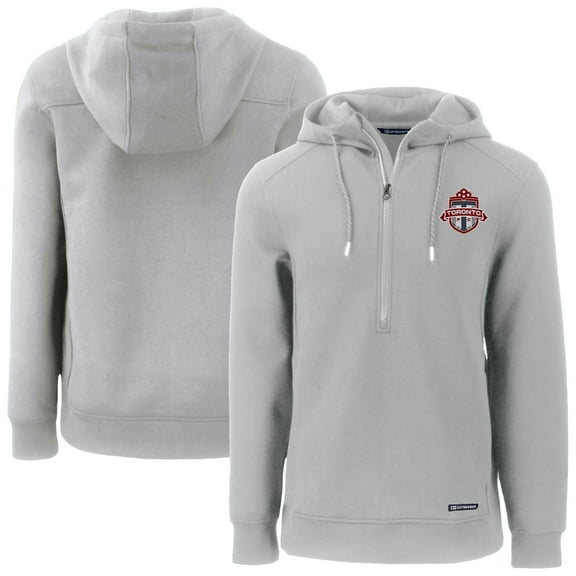 Men's-Cutter & Buck  Gray Toronto FC Roam Eco Half-Zip Recycled Tri-Blend Hoodie Pullover Top