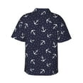 thumbnail image 3 of Fotbe Anchor Hawaiian Shirt for Men Unisex Summer Beach Casual Short Sleeve Cotton Linen Button Down Shirts-Large, 3 of 9