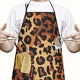 thumbnail image 2 of Orange and Brown Leopard Pattern Apron-Garden Aprons for Women with Pockets-Cotton Linen Waterproof Kitchen Cooking Gardening Aprons Adjustable for Kitchen,Cooking,BBQ and Salon 33x27 Inch, 2 of 7