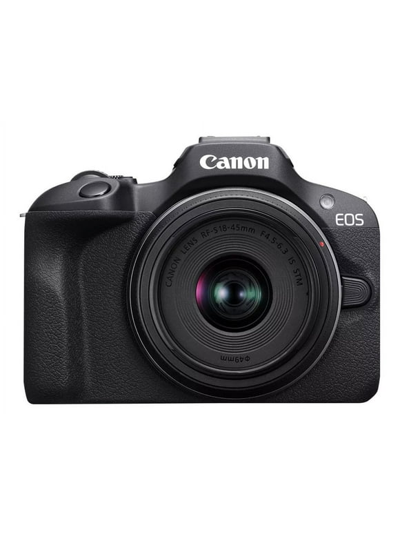 Canon EOS R100 - Mirrorless Camera - 24.1 MP - APS-C - 4K / 29.97 fps - 2.5x optical zoom RF-S 18-45mm F4.5-6.3 IS STM lens - Wi-Fi, Bluetooth - black