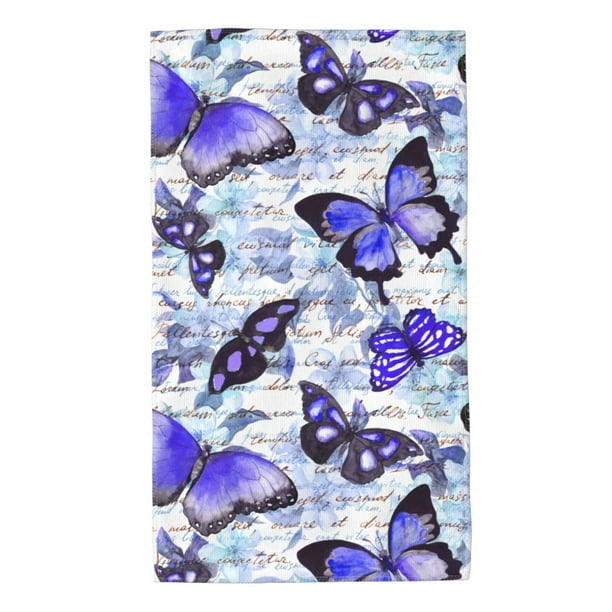 Balery Butterflies Toalla de Microfibra Premium con Estampado – 27.5x16 pulgadas, Alta Absorción, Suave y Aterciopelada, Secado Rápido