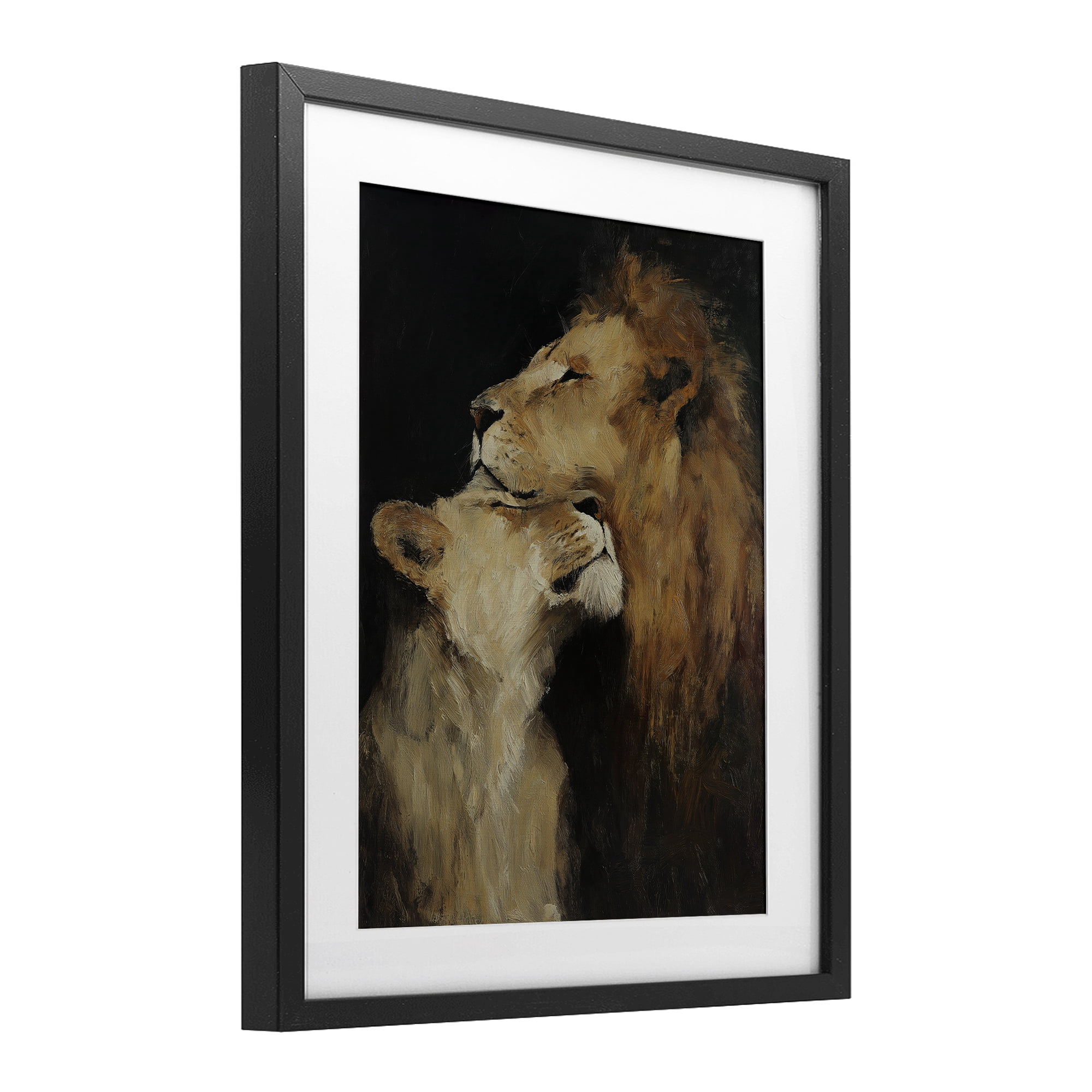Stupell Industries Regal Pair of Lions Black Framed Print Under Glass, design by Svetlana Aleynikova