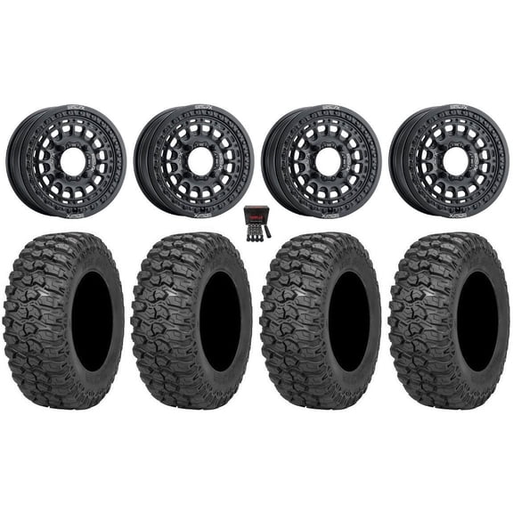 MetalFX Hitman Beadlock 15" Wheels Bk 30" Trail Saw 2.0 Tires Kawasaki TeryxMule
