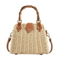 thumbnail image 3 of Straw Woven Shoulder Bag Handmade Rattan Tote Beach Purse Top Handle Crossbody Everyday, 3 of 4