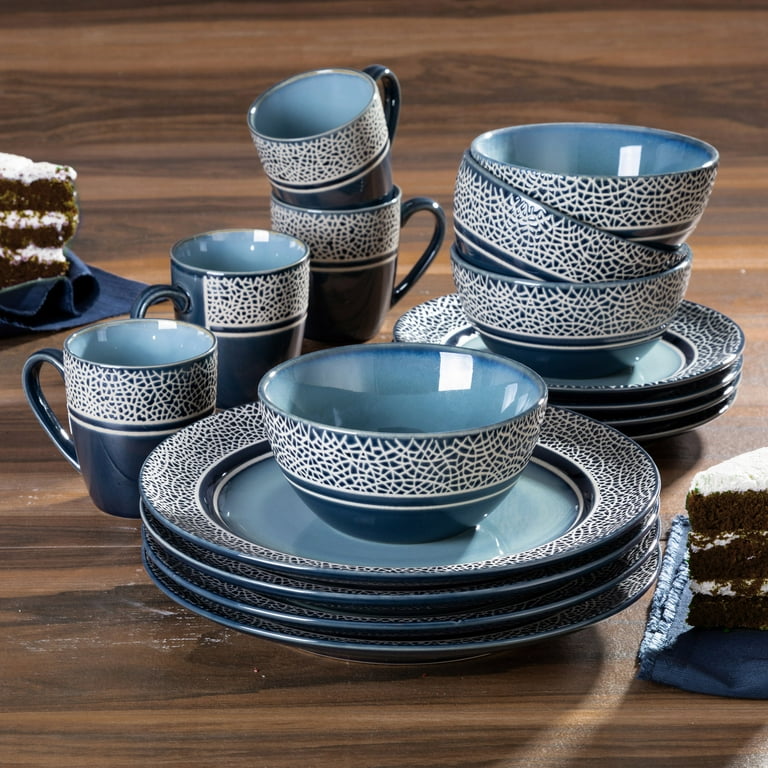 American Atelier Mosaic Blue Stoneware 16 Piece Dinnerware Set