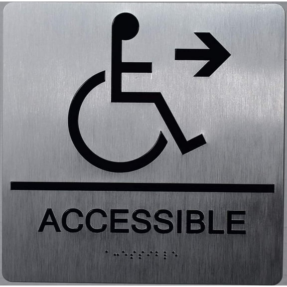 ACCESSIBLE Right Arrow Sign -(Aluminium,Silver,Size 9x9)-The Sensation line (ref-2201)