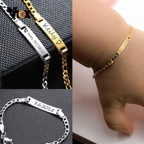 Glam Gold Custom Baby Name Bracelet Toddler Child ID Personalized Bar –  Glam Gold. Co