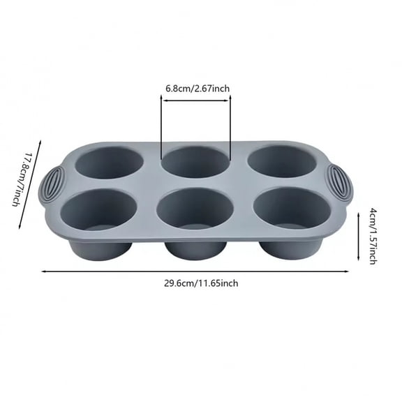 6 Cup Silicone Muffin Pan 6-Cavity Baking Tray Non-Stick Muffin Cake Mold Temperature Resistant Cupcake Biscuit Baking Tools
