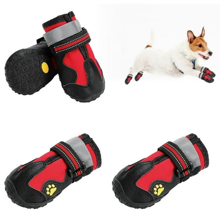 PRUMYA Dog Boots Paw Protectors  Dog Shoes for Large Dogs Winter Snow  Extra Large Dog Booties for Outdoor/Running/Hiking/Hot Pavement  Straps  Non-Slip  4Pcs
