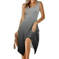 thumbnail image 5 of A-line Dress for Spring Summer 2025 Womens Casual Holiday Resort Beach Outfits Crew Neck Gradient Sundress Ruffle Hem, 5 of 8