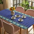 thumbnail image 3 of Navy Blue Boho Table Cloths for 3 Foot Rectangle Tables, Vintage Ethnic Tribe Abstract Art Retro Patio Waterproof Elastic Fitted Tablecloths, Washable Rectangular Table Cover for Camping, 3 of 8