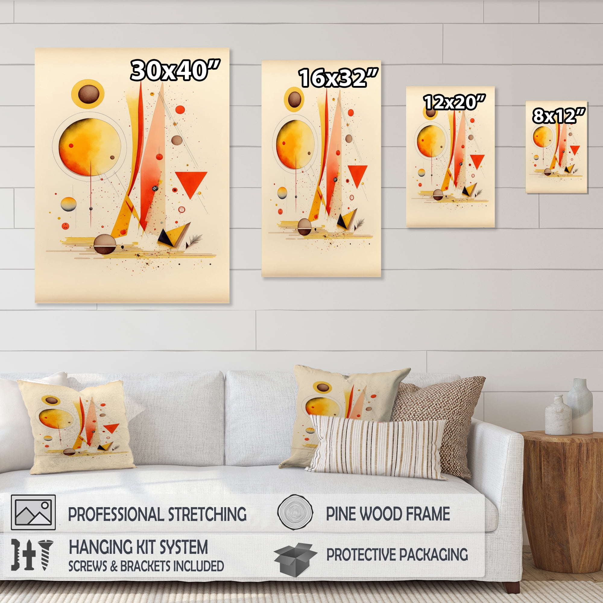 Designart Orange And Yellow Geometric Abstract I Canvas Wall Art