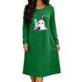 thumbnail image 2 of Taqqpue Womens Halloween Cotton Nightgown Long Sleeves Round Neck Sleepshirt Print Nightshirt Casual Plus Size Knee Length Sleep Dress Pullover Halloween Sleep Shirt for Women, 2 of 6