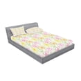 thumbnail image 2 of Ambesonne Floral Fitted Sheet & Pillow Sham Set, Colorful Flowers Sketchy, Full, Multicolor, 2 of 2