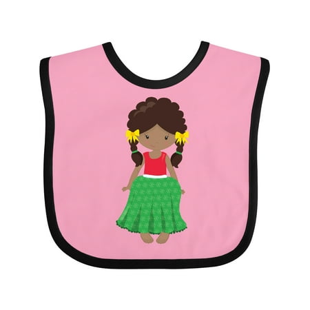 

Inktastic African American Girl Fashion Girl Green Skirt Gift Baby Girl Bib