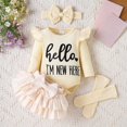thumbnail image 5 of mgoYE Hello I'm New Here Newborn Baby Girl Outfit Ruffle Romper Tiered Tutu Dress Shorts Headband Socks Coming Home Clothes Set, 5 of 9