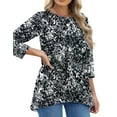 thumbnail image 3 of Fantaslook Plus Size Women Tunic Tops 3/4 Sleeve Dressy Casual Blouses Loose Flowy Floral Shirts, 3 of 8