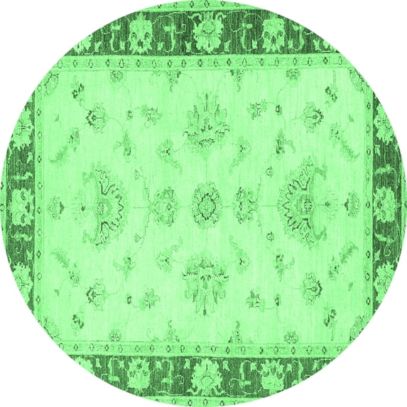 Ahgly Company Indoor Round Oriental Emerald Green Traditional Area Rugs, 4' Round