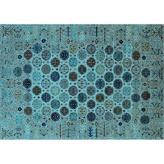 Ahgly Company Indoor Rectangle Oriental Light Blue Industrial Area Rugs, 5' x 7'