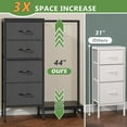 thumbnail image 4 of Dresser with Hanging Rack, 4 Drawers Small Closet for Bedroom, Reversible Fabric Kids Chest of Drawers with Clothes Rack, Tall Storage Tower, Sturdy Frame, White, 44''H, 4 of 9