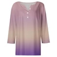 thumbnail image 4 of Jalioing Womens Long Sleeve Top Gradient Color Fall Shirt Crew Neck Button Plus Size Casual Tops, 4 of 5