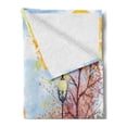 thumbnail image 2 of Landscape Soft Flannel Fleece Blanket, Hand Drawn Watercolor Autumn Park Trees Shrubs Bench and Lanterns Nature Artwork, Cozy Plush for Indoor and Outdoor Use, 70" x 90", Multicolor, by Ambesonne, 2 of 5