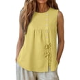 thumbnail image 6 of Dvprdro Womens Round Neck Tie Front Tank Top Linen Sleeveless Loose Fit Solid Summer Casual Tops, 6 of 7