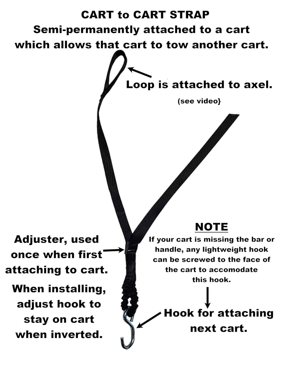 Trash Trainer Cart Hauler Strap for Garbage & Recycling Cans | Hitch-Free Utility Towing Connector System
